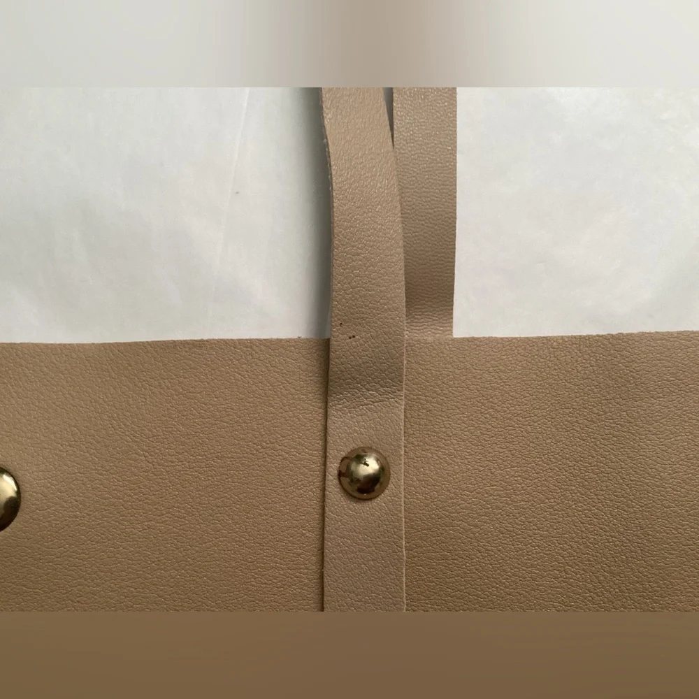 New! Tan Gold 13” Tote Lightweight Vegan